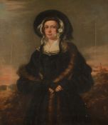 Continental School (19th century) Portrait of a woman in a black bonnet Oil on canvas 30.5 x 25cm (