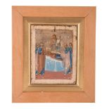 A Russian small icon of the Dormition of the Virgin, 19th century, tempera on panel, 10.5cm x 8.