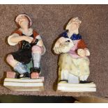 A pair of Staffordshire figures of the cobbler and his wife, of William Kent Ltd type