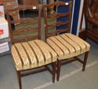 A pair of mahogany side chairs in George III style, 20th century, the pierced four spar backs and