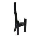 Vico Magistretti for Carlo Poggi, a black lacquered wooden Golem chair, with a black leather seat,