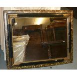 An Italian silvered and ebonised rectangular wall mirror, 19th century, 102cm x 80cm