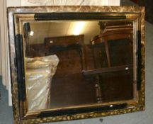 An Italian silvered and ebonised rectangular wall mirror, 19th century, 102cm x 80cm