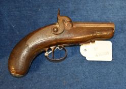 A Victorian single-barrel percussion-lock pocket pistol, the lock-plate inscribed NEWMANS , 16cm