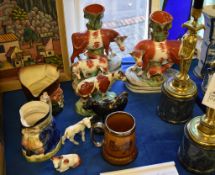 A small quantity of assorted Staffordshire pottery groups, late 19th / early 20th century, mainly