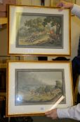 After Thomas Rowlandson (British 1756-1827) A fox chase; hare hunting Two etchings Image: 22 x