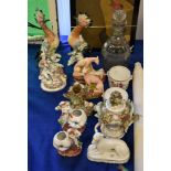 Assorted ceramics and glass, including Staffordshire groups and figures