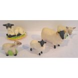 Beswick Ram and Beswick Sheep together with Three Other Sheep Figures