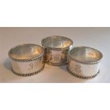 Three Silver Napkin Rings, Maker HA