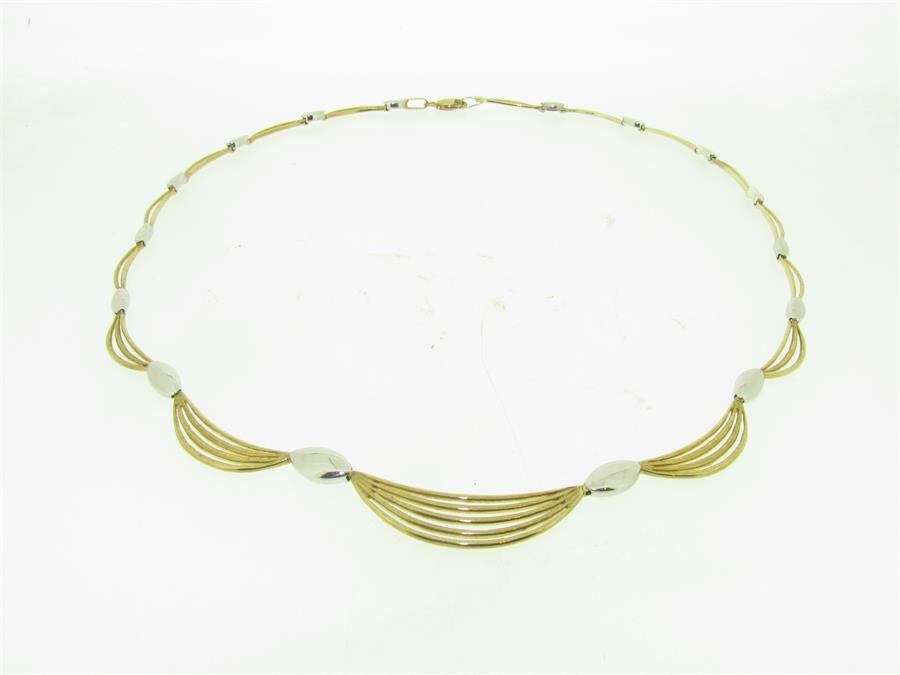 9ct Yellow and White Gold multi strand collar Necklace.