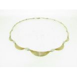 9ct Yellow and White Gold multi strand collar Necklace.