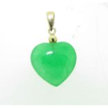 9ct Yellow Gold Jade heart pendant.