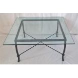 Handmade Iron Coffee Table with Glass Top