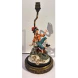 MENEGHETTI Capodimonte Table Lamp, Boy & Dog