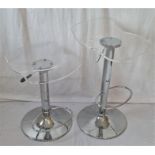Two 'BoConsept' Chrome and Persex Telescopic Bar Stools