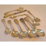 9 Hallmarked Silver Spoons together with One Silver Handled Knife