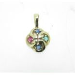 9ct Yellow Gold pendant with Sapphire, Emerald and Ruby.