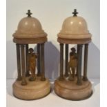 Pair Edwardian Alabaster / Onyx Mantelpiece Ornaments