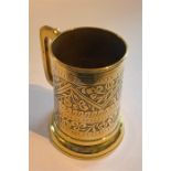 Vintage Brass Glass Bottomed Tankard