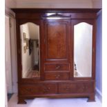 Large Edwardian Mahogany Gentleman's Wardrobe