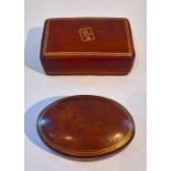Two Small Calf Leather Boxes one containing Playing Cards