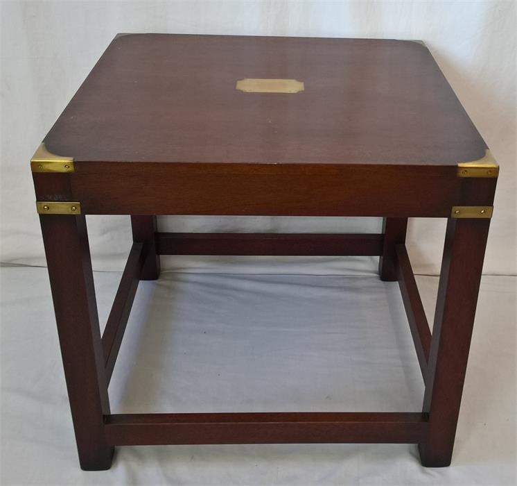 Mahogany Reproduction Campaign Table, BrassBound