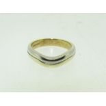 9ct Yellow and White Gold shaped band ring.