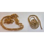 9ct Gold Flat Link Chain together with 9ct Box Link Chain (Both a/f)