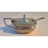 Silver Mustard Pot, Original Blue Liner, Chester 1898, Maker J.J