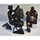 6 Carved Hard Wood Figurines from Bail