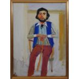 FRED YATES Self Portrait Blue Waistcoat 61 x 44 cm Oil On Board