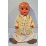Large Early 20th Century Bisque Composition 'Crying' Doll Marked 037-5 to Neck