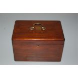 Edwardian Mahogany Box, Brass Carry Handle, Missing Escutcheon Plate