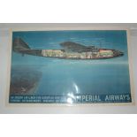 Original Imperial Airways Ensign Air Liner Poster Offset Lithograph in Colour, 1937