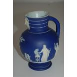 Wedgwood Jasperware Doric Shape Jug In Cobalt