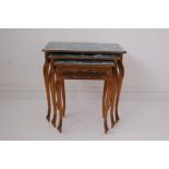 Vintage Nest of Three Occasional Tables, Faux-Marble Tops