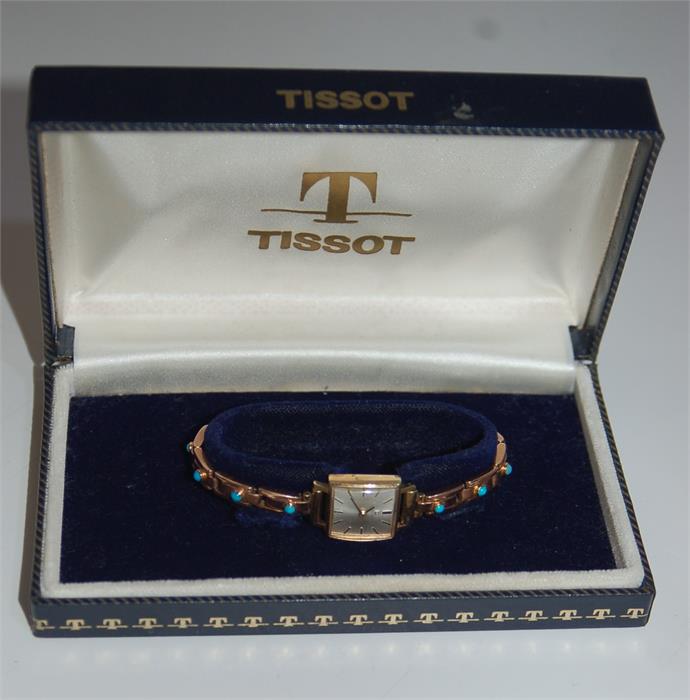 Vintage Tissot Ladies 9ct Gold Cocktail Watch in Original Box - Bild 4 aus 9