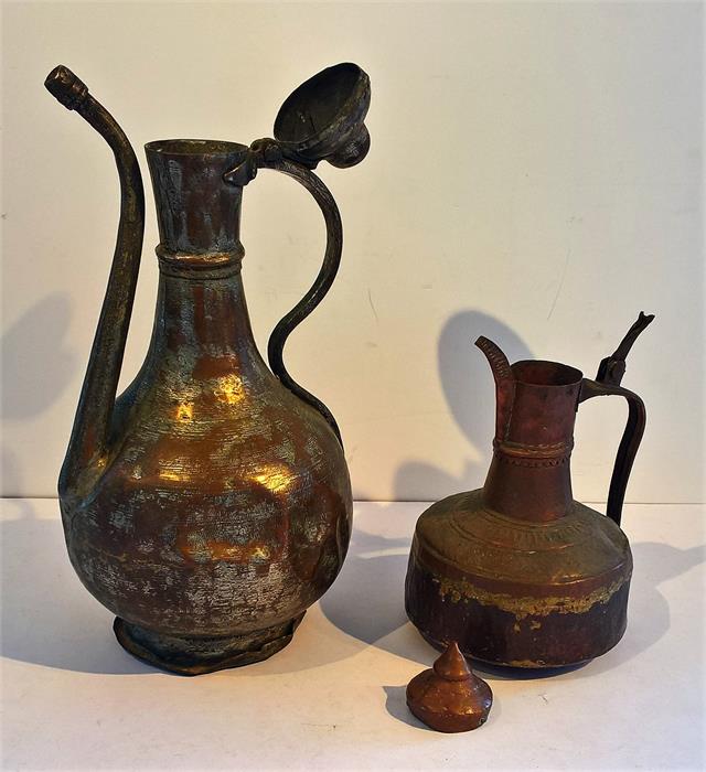 Two Antique Copper Bedouin Coffee Pots