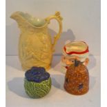 Four Early 20th Century Pottery including SylvaC Lidded Pot, Bee Hive Honey Jar ect