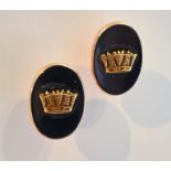 Naval Crown 9ct Gold Earrings set Onyx