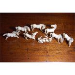 A Set Of Eight 19th Century or Earlier Chinese Carved Ivory Horses Of Mu Wang