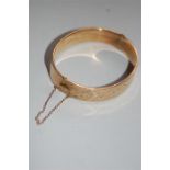 Victorian 9 Carat Gold Engraved Bangle, Marked H. G & S.