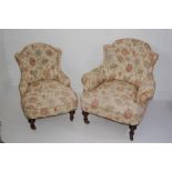 Two Matching Victorian Bedroom Armchairs