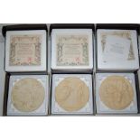 Three Bradford Exchange Ivory Alabaster Studio Dante di Volteradici Cabinet Plates
