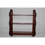 Ecclesiastical Edwardian Mahogany Hanging Bookshelf