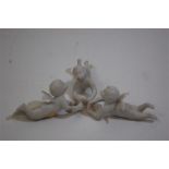 Three Antique Parian Angel Candle Holders