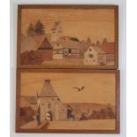 CHARLES SPINDLER Two Marquetry Inlaid Art Works