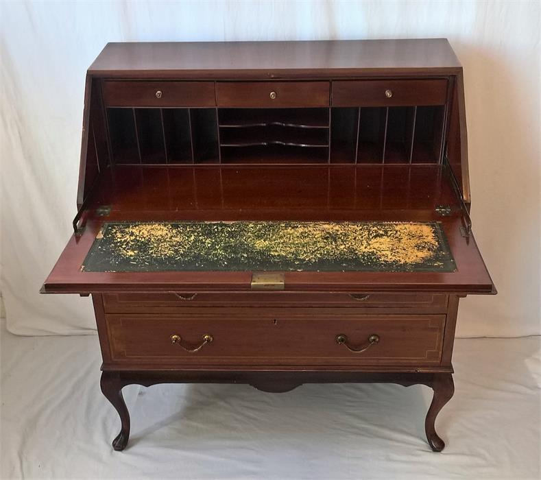 Edwardian Mahogany Drop Front Bureau - Image 8 of 9