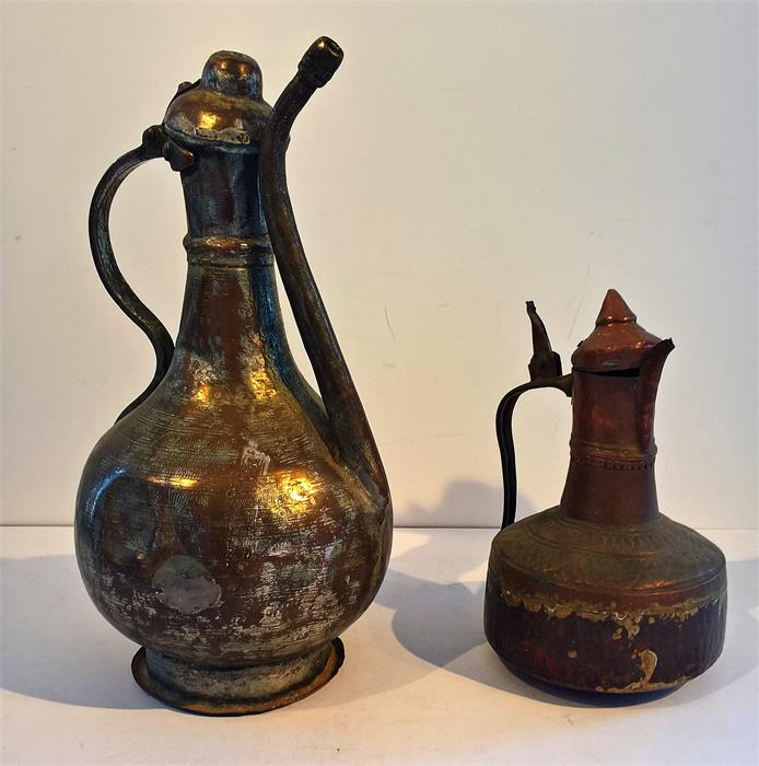 Two Antique Copper Bedouin Coffee Pots - Image 9 of 16