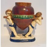 Large Early Pottery Vase Two Cupids with Vessel